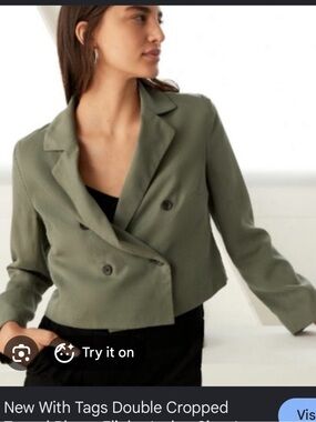 Banana Republic -Olive Crooped Tencel Blazer